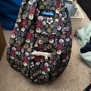 KAVU Women's Floral Backpack - Black and Pink